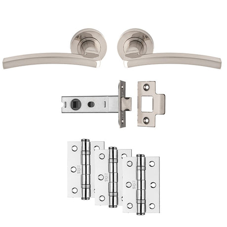 This is an image of a Carlisle Brass - Tavira Latch Pack - Ultimate Door Pack - Satin Nickel that is availble to order from Trade Door Handles in Kendal.