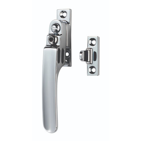 This is an image of a Carlisle Brass - Locking Casement Fastener with Night Vent - Polished Chrome that is availble to order from Trade Door Handles in Kendal.