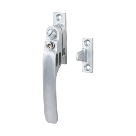 This is an image of a Carlisle Brass - Locking Casement Fastener with Night Vent - Satin Chrome that is availble to order from Trade Door Handles in Kendal.