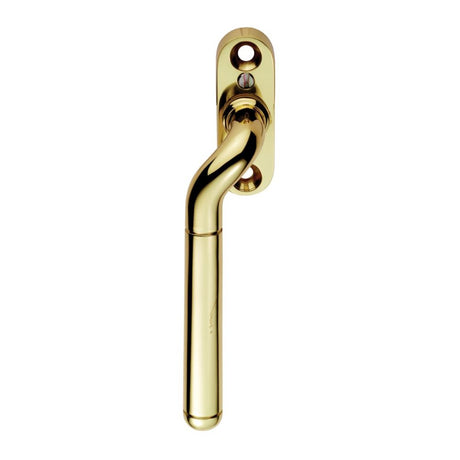 This is an image of a Carlisle Brass - Cranked Locking Espagnolette Handle L/H - Polished Brass that is availble to order from Trade Door Handles in Kendal.