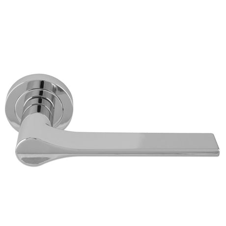 This is an image of a Manital - Vela Lever on Round Rose - Polished Chrome vv5cp that is availble to order from Trade Door Handles in Kendal.