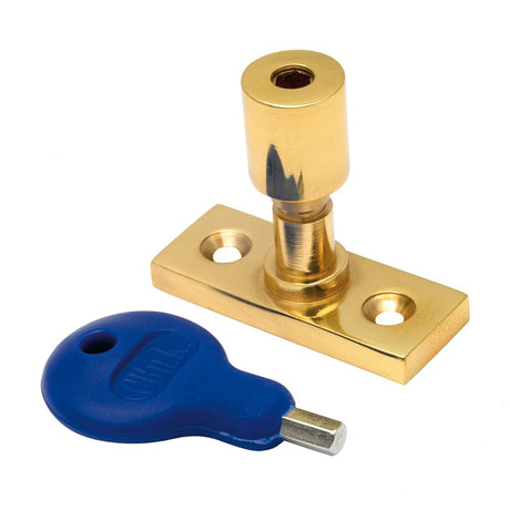 This is an image of a Carlisle Brass - Locking Casement Stay Pin - Polished Brass that is availble to order from Trade Door Handles in Kendal.