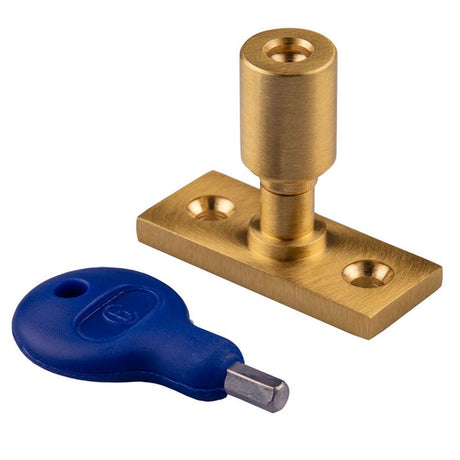 This is an image of a Carlisle Brass - Locking Casement Stay Pin - Satin Brass that is availble to order from Trade Door Handles in Kendal.