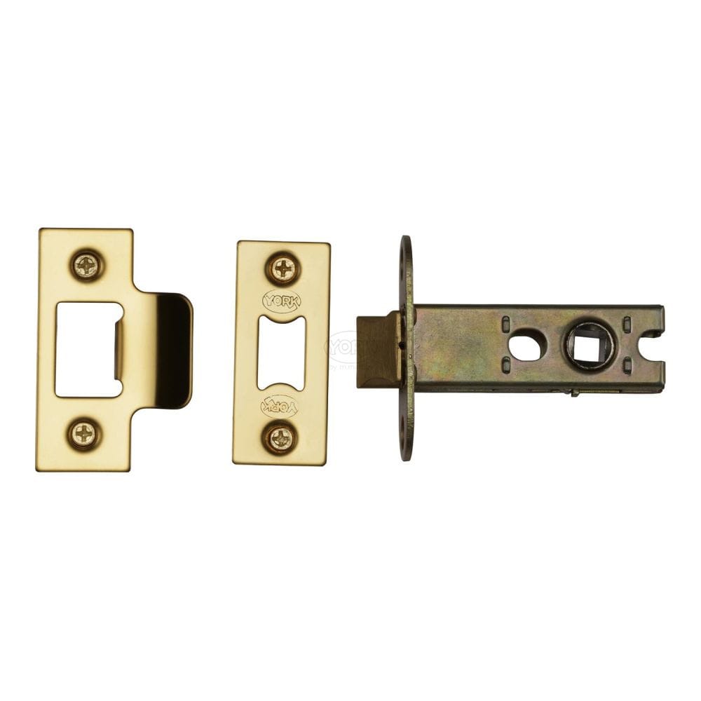 York Security Locks & Latches Polished Brass / Tubular Mortice Latch / 2.5" / 65mm York - Architectural Tubular Latch 2 1/2" Polished Brass Finish