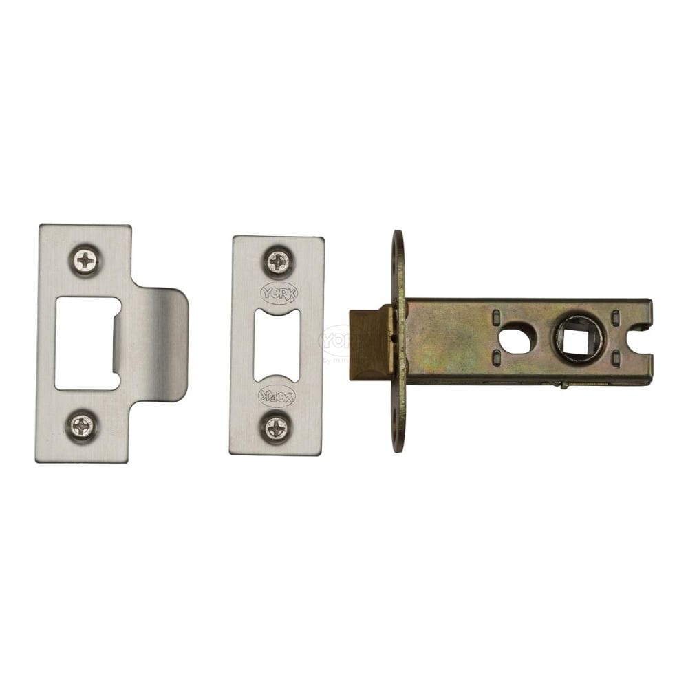 York Security Locks & Latches Satin Chrome / Nickel Finish / Tubular Mortice Latch / 2.5" / 65mm York - Architectural Tubular Latch 2 1/2" Satin Chrome/Nickel Finish