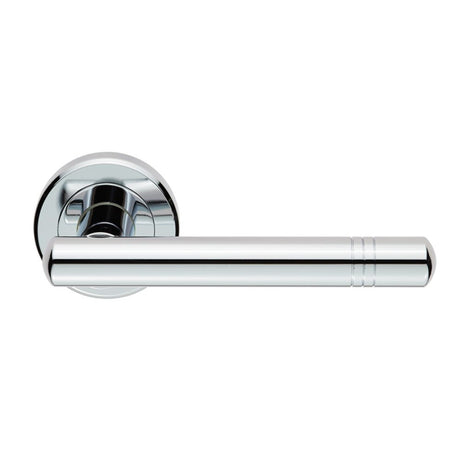 This is an image of a Serozzetta - Atalaya Lever On Rose - Polished Chrome that is availble to order from Trade Door Handles in Kendal.