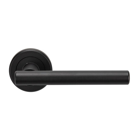 This is an image of a Serozzetta - Philadelphia Lever On Rose - Matt Black that is availble to order from Trade Door Handles in Kendal.