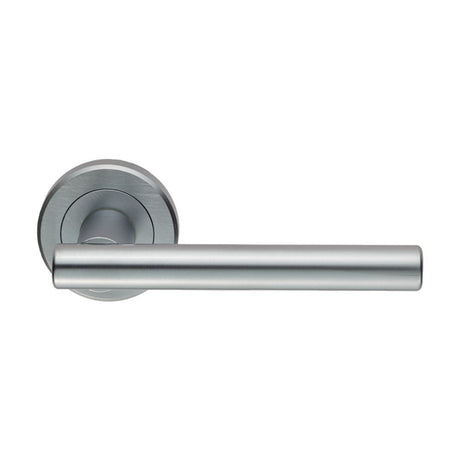 This is an image of a Serozzetta - Philadelphia Lever On Rose - Satin Chrome that is availble to order from Trade Door Handles in Kendal.