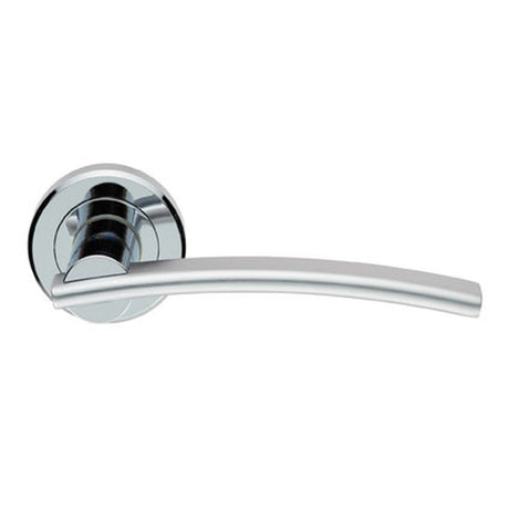 This is an image of a Serozzetta - Cumulus Lever On Rose - Polished Chrome/Satin Chrome that is availble to order from Trade Door Handles in Kendal.