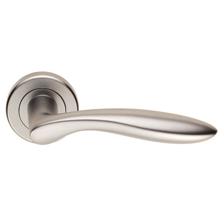 This is an image of a Serozzetta - Shark Lever on Rose - Satin Chrome that is availble to order from Trade Door Handles in Kendal.