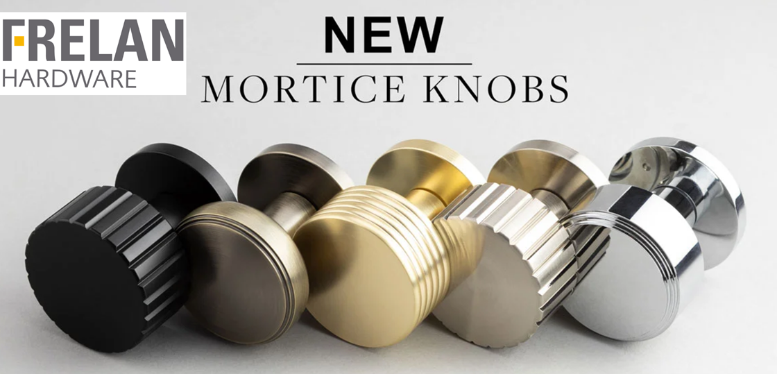 This is an image showing the new collection of Mortice Knobs by Frelan Hardware, available to order from Trade Door Handles in Kendal