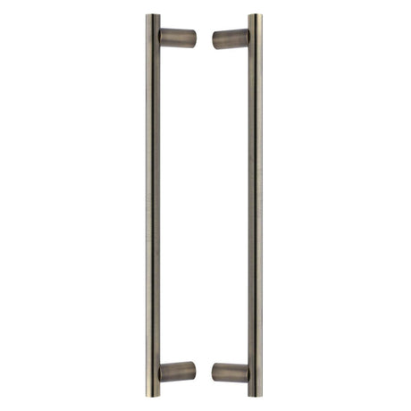 Heritage Brass Back to Back Door Pull Handle Round Bar Design 489mm Antique Brass Finish
