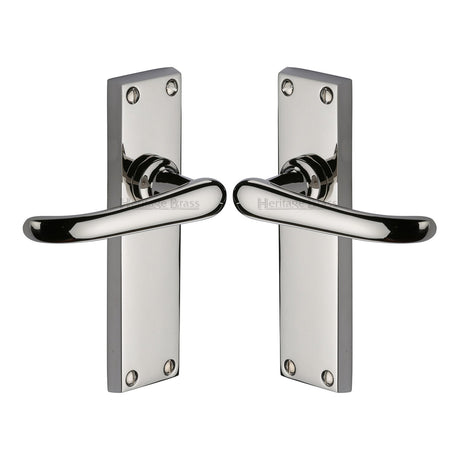 Heritage Brass Door Handle Lever Latch Windsor Design Polished Nickel Finish