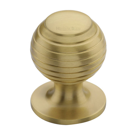 Heritage Brass Cabinet Knob Beehive Design 38mm Satin Brass Finish