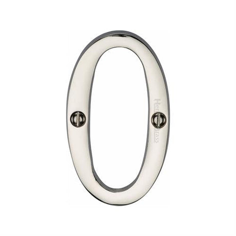 Heritage Brass Numeral 0 Face Fix 76mm (3") Polished Nickel Finish