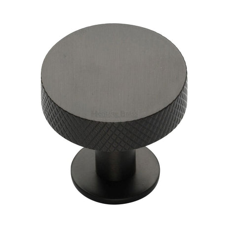 Heritage Brass Cabinet Knob Knurled Disc Design with Rose 38mm Matt Bronze Finish