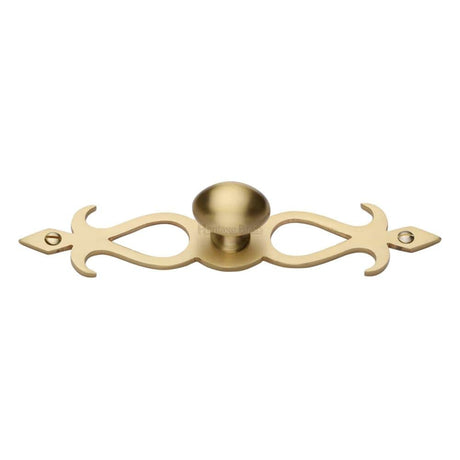 Heritage Brass Cabinet Knob Oval/Backplate Design 32mm Satin Brass Finish