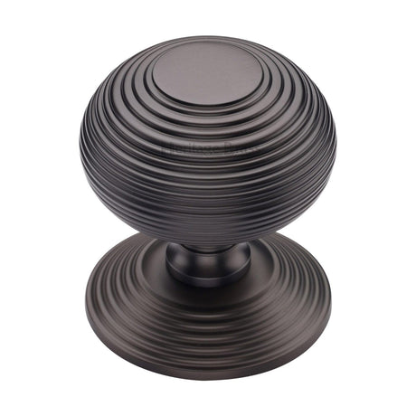 Heritage Brass Centre Door Knob Reeded Design 3 1/2 Matt Bronze Finish