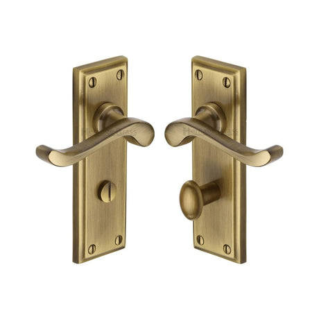 Heritage Brass Door Handle for Bathroom Edwardian Design Antique Finish