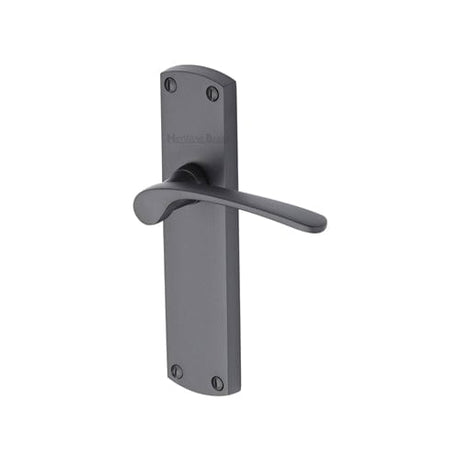 Heritage Brass Door Handle Lever Latch Diplomat Design Matt Black Finish
