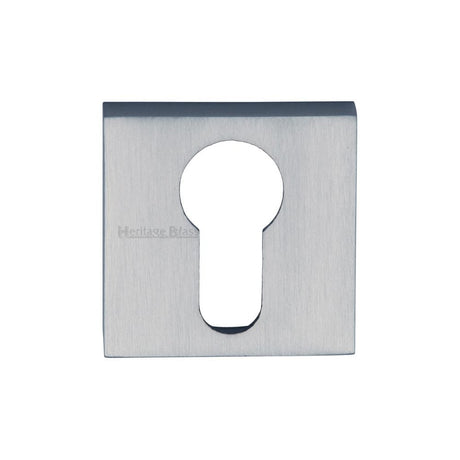Heritage Brass Euro Profile Cylinder Escutcheon Satin Chrome Finish