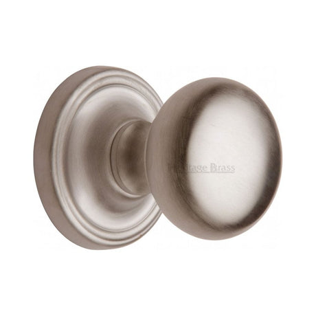 Heritage Brass Mortice Knob on Rose Hampstead Design Satin Nickel Finish