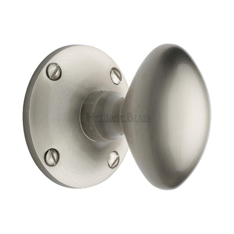 Heritage Brass Mortice Knob on Rose Mayfair Design Satin Nickel Finish