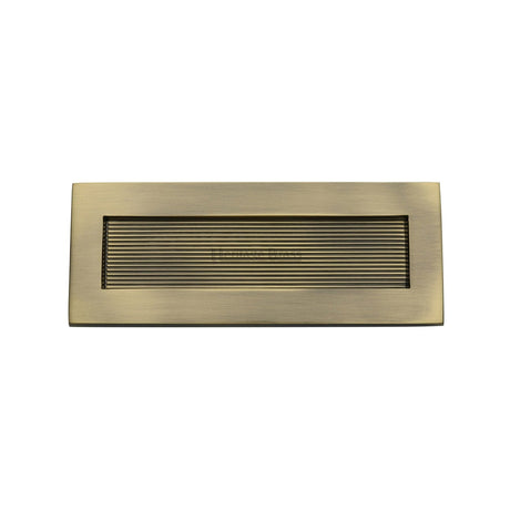 Heritage Brass Reeded Letterplate 10 inch x 4 inch Antique Brass Finish