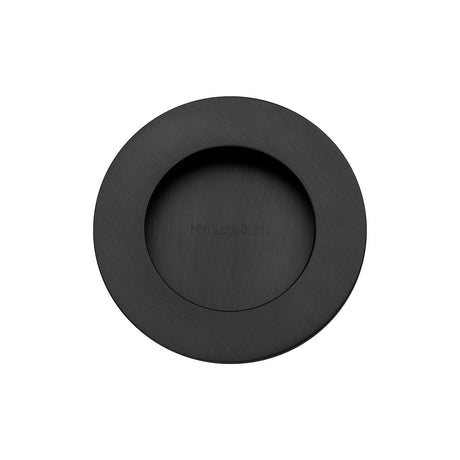 Heritage Brass Round Flush Pull Matt Black Finish