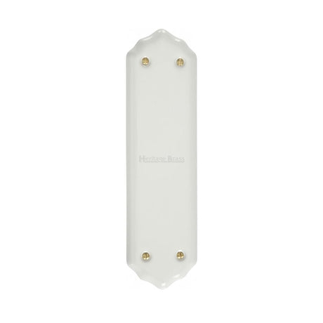 Heritage Brass Shaped Fingerplate Plain White - Heritage Brass Porcelain Door Furniture at Trade Door Handles