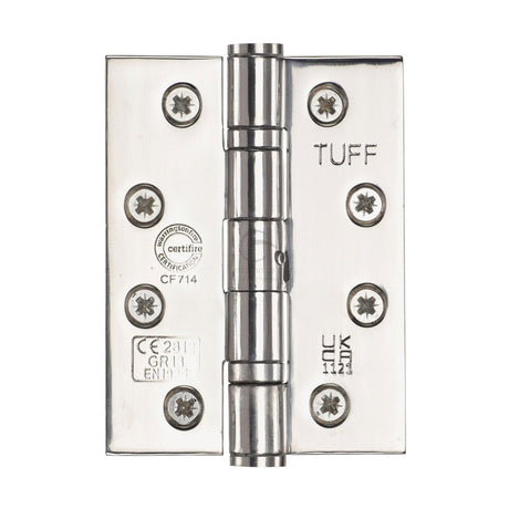 Steel Line 4 x 3 x 3 inch stainless steel ball bearing fire door hinge in polished stainless steel