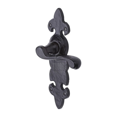 M.Marcus Tudor Fleur de Lys lever latch handle in antique black iron