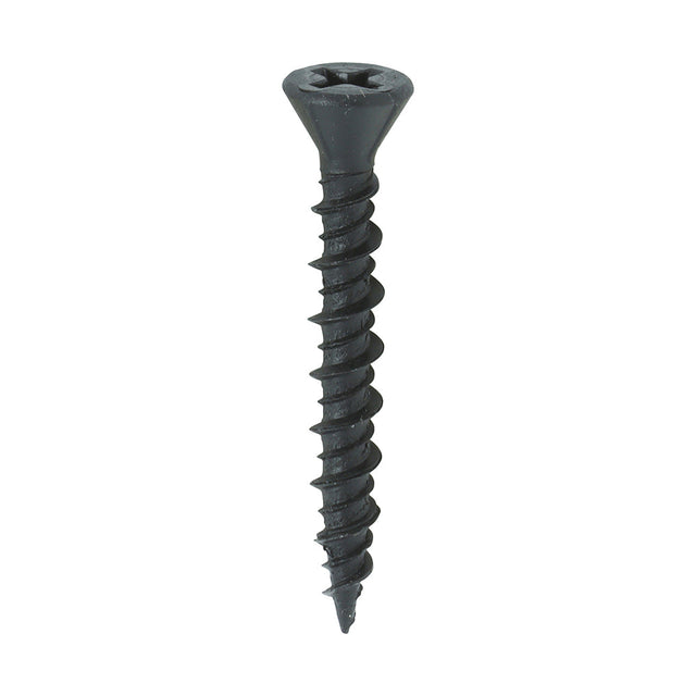 This is an image of Timco - Drywall Dense Board Screws - PH - Reduced Countersunk - High-Low Thread - Black 3.9 x 30mm - (1000 PCS Box) 00030DRYD