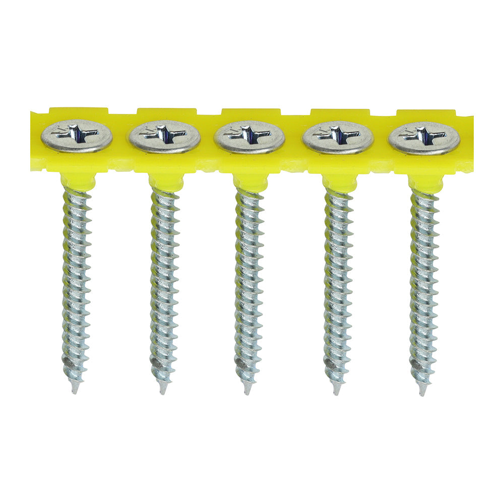 This is an image of Timco - Collated Drywall Screws - PH - Bugle - Fine Thread - Zinc 3.5 x 35mm - (1000 PCS Box) 00035COLDZYS