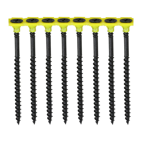 This is an image of Timco - Collated Drywall Screws - PH - Bugle - Coarse Thread - Black 3.5 x 38mm - (1000 PCS Box) 00038COLDYS