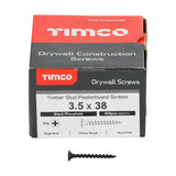 This is an image of Timco - Drywall Screws - PH - Bugle - Coarse Thread - Grey 3.5 x 38mm - (200 PCS Box) 00038DRYCS