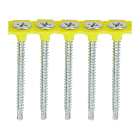 This is an image of Timco - Collated Drywall Screws - PH - Bugle - Self Tapping Thread - Self Drilling - Zinc 3.5 x 40mm - (1000 PCS Box) 00040COLLSD