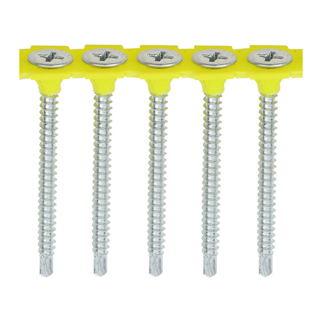 This is an image of Timco - Collated Drywall Screws - PH - Bugle - Self Tapping Thread - Self Drilling - Zinc 3.5 x 40mm - (1000 PCS Box) 00040COLLSD