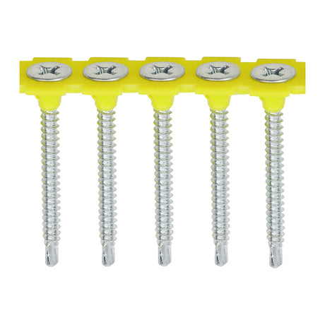 This is an image of Timco - Collated Drywall Screws - PH - Bugle - Self Tapping Thread - Self Drilling - Zinc 3.5 x 45mm - (1000 PCS Box) 00045COLLSD