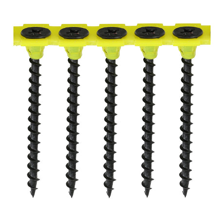 This is an image of Timco - Collated Drywall Screws - PH - Bugle - Coarse Thread - Black 3.5 x 50mm - (1000 PCS Box) 00050COLDYS