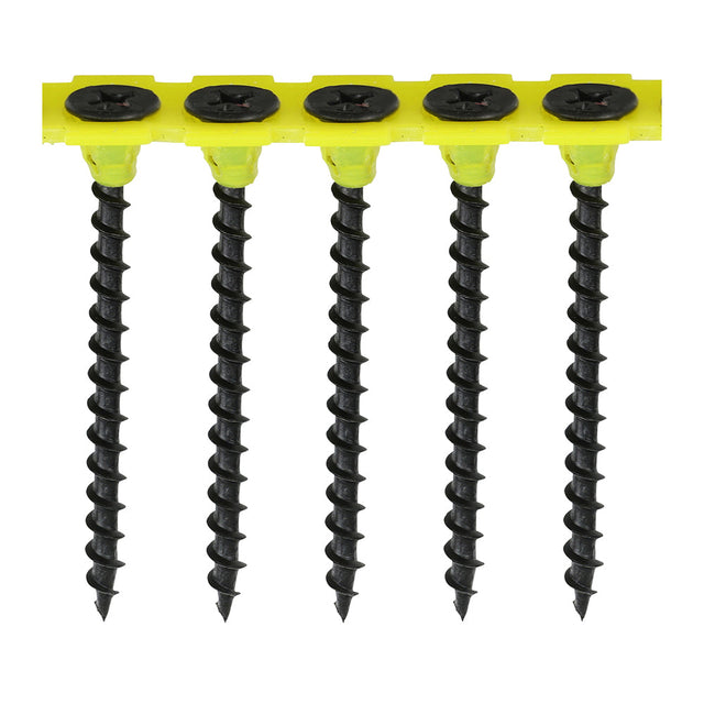 This is an image of Timco - Collated Drywall Screws - PH - Bugle - Coarse Thread - Black 3.5 x 50mm - (1000 PCS Box) 00050COLDYS
