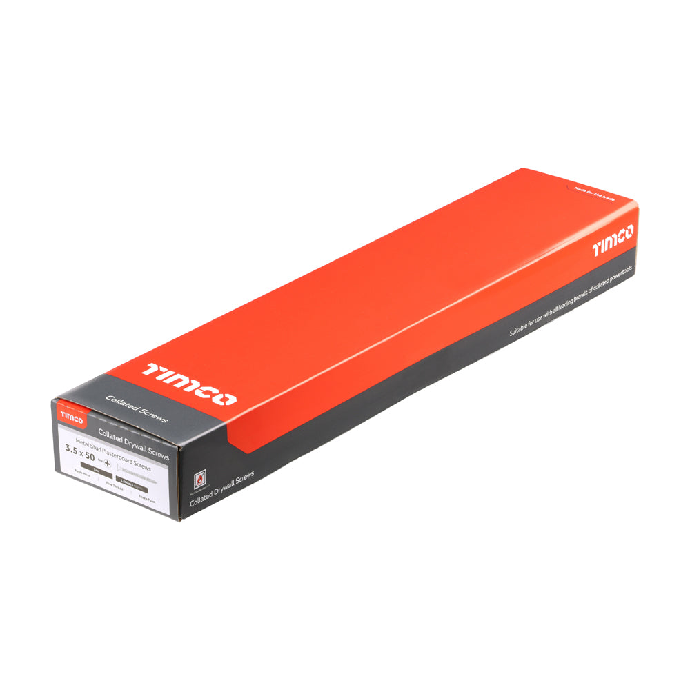 This is an image of Timco - Collated Drywall Screws - PH - Bugle - Fine Thread - Zinc 3.5 x 50mm - (1000 PCS Box) 00050COLDZYS