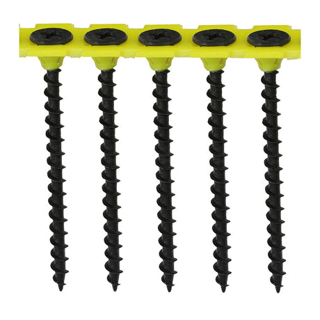 This is an image of Timco - Collated Drywall Screws - PH - Bugle - Coarse Thread - Black 3.5 x 55mm - (1000 PCS Box) 00055COLDYS