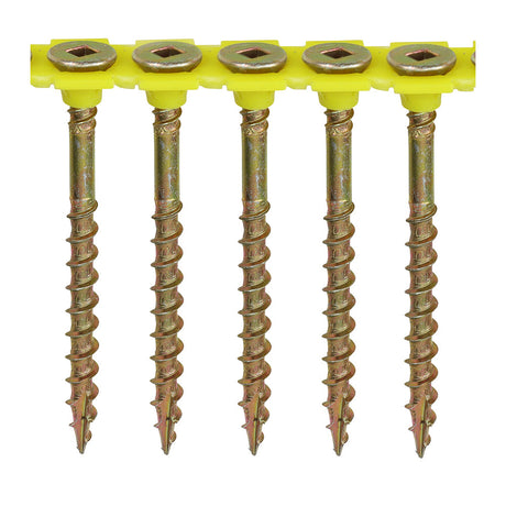 This is an image of Timco - Collated Flooring Screws - SQ - Countersunk - Yellow 4.2 x 55mm - (1000 PCS Box) 00055COLLF