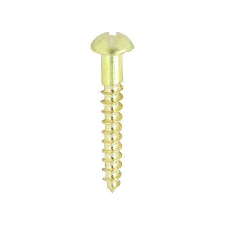 This is an image of Timco - Solid Brass Timber Screws - SLOT - Round 6 x 1" - (200 PCS Box) 00061RBS