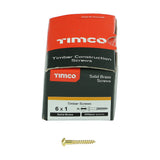 This is an image of Timco - Solid Brass Timber Screws - SLOT - Round 6 x 1" - (200 PCS Box) 00061RBS