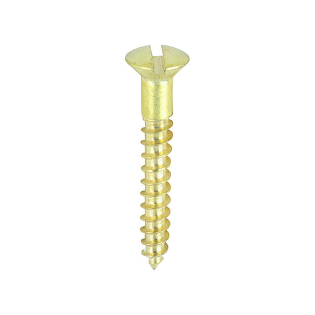 This is an image of Timco - Solid Brass Timber Screws - SLOT - Raised Countersunk 6 x 1" - (200 PCS Box) 00061RRBS