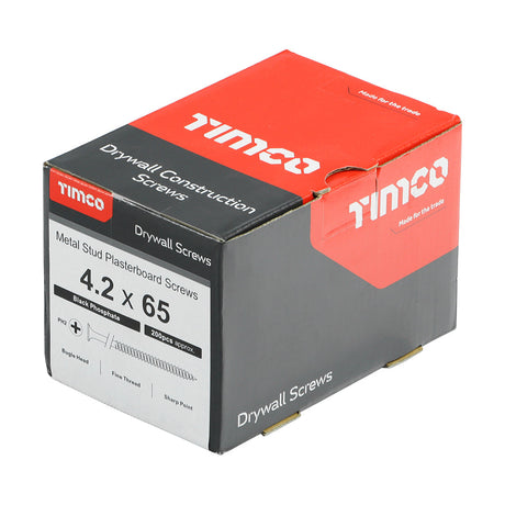 This is an image of Timco - Drywall Screws - PH - Bugle - Fine Thread - Grey 4.2 x 65mm - (200 PCS Box) 00065DRYS