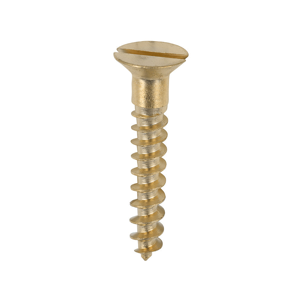 This is an image of Timco - Solid Brass Timber Screws - SLOT - Countersunk 8 x 1" - (200 PCS Box) 00081CBS