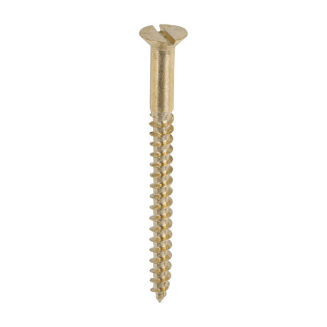 This is an image of Timco - Solid Brass Timber Screws - SLOT - Countersunk 8 x 2" - (200 PCS Box) 00082CBS